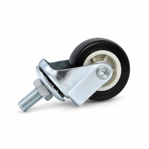 RuiJOTWAT 4Pcs Caster Wheels for Oil-Filled Radiators Swivel Casters with Brakes Easy Installation Replacement Wheels for Electric Heaters and Furniture Silver close-up of a swivel caster wheel.