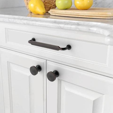 2 Pack Slick Oil Rubbed Bronze Cabinet Knobs For Kitchen Cabinets And Bathroom Vanities Top Notch Solid Metal Handles on modern white cabinets.