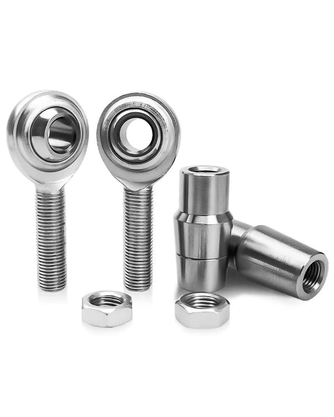 Bulletproof 3/8 X 3/8-24 Heim Joints Rod End Kit For Panhard Bar Suspension featuring chrome plated steel joints and nuts.