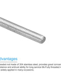Close-up of 30 Pack Fully Threaded Rods M3 X 25mm 0.5mm Pitch 304 Stainless Steel Right Hand Threaded Rods Bar Studs For Fastening DIY