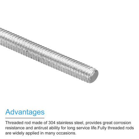 Close-up of 30 Pack Fully Threaded Rods M3 X 25mm 0.5mm Pitch 304 Stainless Steel Right Hand Threaded Rods Bar Studs For Fastening DIY