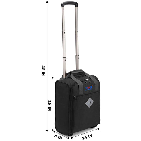 Black Underseat Rolling Duffle Bag 18x14x8 Inches Personal Item for Travel Fits Major Airlines Like AA and Frontier