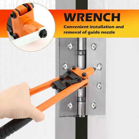 Heavy Duty One Hand Rivet Gun Kit With Fifty Rivets For Slick Auto Repairs And Furniture Builds Easy Grip Alloy Manual Riveter in use.