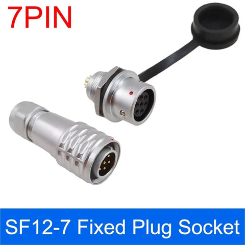 Rugged Metal Panel Mount SF12 Connector Kit With 7 Pin IP67 Waterproof Rating For Industrial Power Equipment Includes Male And Female Plugs For Plug And Play Panel Install And Rock Solid Sealed Electrical Connection, 7-pin metal connectors