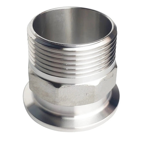 LOZOME 1.5in sanitary tri-clamp adapter to NPT 1-1/4in hex male thread, 304 stainless steel