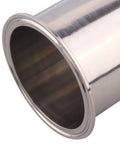 Close-up of DERNORD sanitary spool tube end with 4-in tri-clamp flange, stainless steel 304 seamless tubing, 8 in length