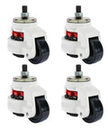 Built Tough 4 Pack Leveling Casters Featuring Nylon Wheels Paired With Nbr Pads for rolling, showing adjustable mount and white finish.