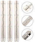 Heavy Duty Piano Hinge Set For Wooden Boxes And Jewelry Boxes, long metal hinges with detailed close-up views