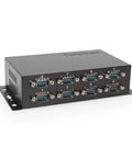 Heavy Duty 8 Port USB To RS232 Serial Adapter With FTDI Chip For Up To 921.6Kbps showing 8 DB9 connectors on a sleek black metal case.