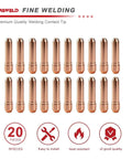 Heavy Duty 20 Pack Mig Welding Contact Tips T045.045 Diameter For Centerfire Guns smooth wire feed arranged in rows