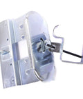 Reusable Temporary Hasp Lock for Construction Jobsite Doors, steel zinc-plated, side view showing mounting mechanism