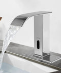 Touchless Bathroom Sink Faucet With Sensor Modern Brass Matte Black Hands Free Lavatory Faucet Single Hole Design Includes Hole Cover Plate Ideal For Home Or Commercial Use, showing water flow