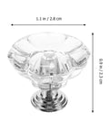 Hella Bright Acrylic Drawer Knobs 6 Pack Single Hole Cabinet Pulls Top Shelf Dresser Handles with clear design and metal base.