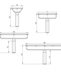 Heavy Duty 1 Inch Diameter Woodturning Lathe Tool Rest Set with three angles showing measurements for precise tool positioning.