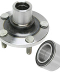 Front Wheel Bearing And Hub Assembly With Five Lugs For Subaru Baja Forester Impreza Legacy And Outback Fits 1990s Through 2008 Heavy Duty Replacement Reduces Noise And Vibration For Smooth Ride showing metal assembly components