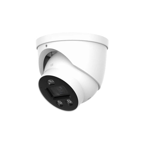 Dual Illumination 8MP Turret IP Camera With Two Way Talk IVS Built In Warm Light And IR LED 2.8mm Lens side view