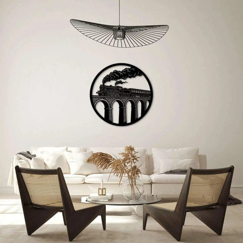 Vintage Steam Locomotive Metal Wall Art For Indoor And Outdoor Decor Dope Iron Silhouette Sign For Living Room Office Apartment Exquisite Home Decoration Black 16 Inch in modern living room.