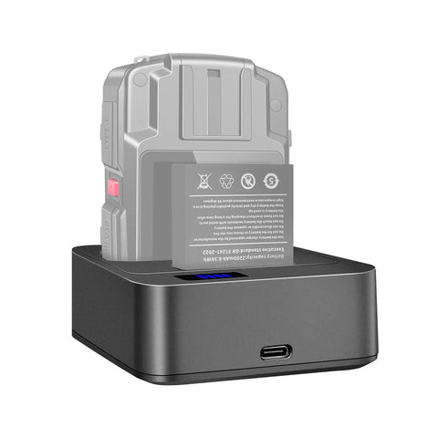 V8 Body Camera Charging Dock And 3-In-1 Station With Live Led Indicators for simultaneous charging of body cam and battery.