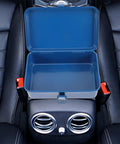 Open Two Pack Metal Tool Box Storage Case Organizer With Secure Latch Portable Lockable Toolbox Set in car interior, showing size and design
