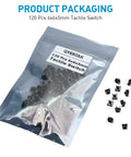 120 Piece Set Of 6x6x5mm Momentary Tact Switches For PCB 4 Pin DIP Black Push Button Micro Switch packaging and loose switches