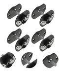 Heavy Duty Sectional Sofa Connectors Twenty Pack Metal Interlocking Alligator Pins grip tight, showing clips with black and silver finish.