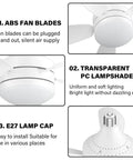 Quiet Operations Ceiling Fan With Integrated LED Light For Various Living Room Bedroom Enhancing Comfortable, showing ABS fan blades and PC lampshade.
