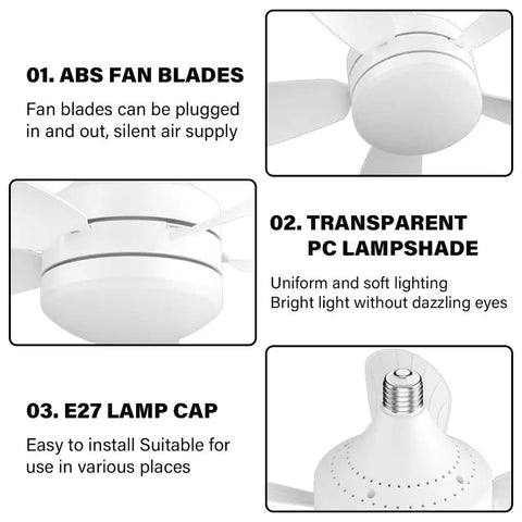 Quiet Operations Ceiling Fan With Integrated LED Light For Various Living Room Bedroom Enhancing Comfortable, showing ABS fan blades and PC lampshade.