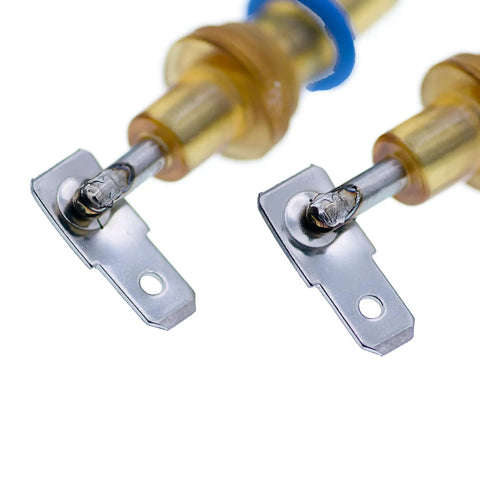 Dead Nuts Accurate Dual Boiler Probes With Watertight Seals Compatible Replacement For Breville Sage Espresso Fits BES920 BES980 BES990 close-up of dual temperature sensors with metal and plastic components.