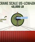 Rock Solid Wireless Crane Scale With 40000 Lb Capacity And Vivid Lcd Panel Plus Broad Signal Remote For Heavy Duty 300 Ft Loads showing 9800 lb scale reading.