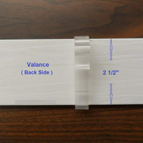 Six Pack Clear 2.5 Inch Window Blind Valance Clips Snap Right Onto Horizontal Blinds Heavy Duty Rigid Plastic retainer on back side of valance
