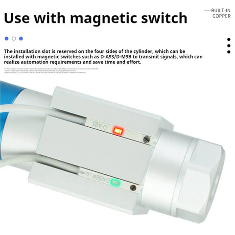 Close-up of pneumatic cylinder with magnetic switch slot, Must Have Pneumatic Cylinder For Robotic Gripper With Single Acting Vacuum Suction Cup Compatible With Mechanical Arm 20 20 30 20 VFG20 10 VP Ideal For Industrial Automation Projects And Custom Robotic Gripper Setups.