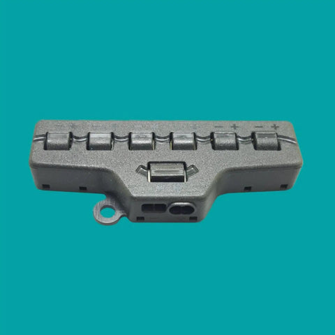 Slick One To Six LED Strip Light Connector Block With No Sweat Wire Splitter For Low Voltage Power Distribution, top view.