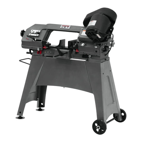 Beefy 5 By 6 Inch Metal Cutting Bandsaw For Horizontal And Vertical Cuts, One Half HP Motor, 115 And 230 Volt Single Phase, Three Speed Control, Auto Shut Off After Each Cut, Ball Bearing Blade Guides, Heavy Duty 14 Gauge Frame
