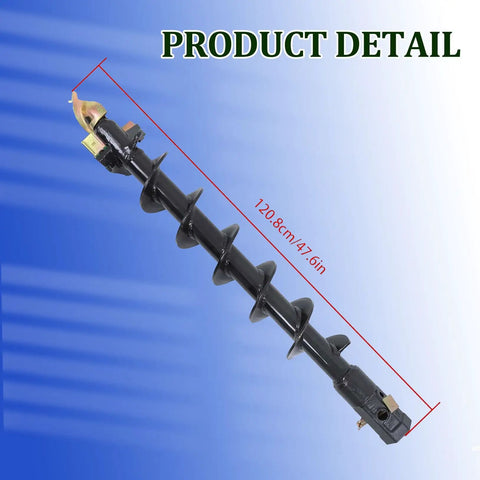 Heavy Duty 48 Inch By 6 Inch Earth Auger Post Hole Digger With 2 Inch Hex Drive And Interchangeable Edges, side view.