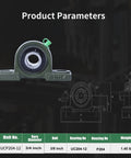 Front view of green cast-iron UCP204-12 pillow block bearing with 3/4 inch bore and two-bolt flange