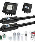Dual Swing Gate Opener Heavy Duty Automatic Gate Motor For Double Swing Gates Up To 18ft Per Arm, AC Powered With Remote Control Kit