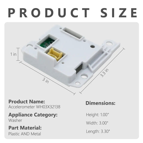 Washer Accelerometer Sensor Replacement for Quiet Spin and Smooth Laundry Day Vibration Control Module Fixes Unbalanced Loads and Excessive Vibration Will Not Spin Shakes Or Wet Clothes Easy Install and Durable Performance, 3.3 in