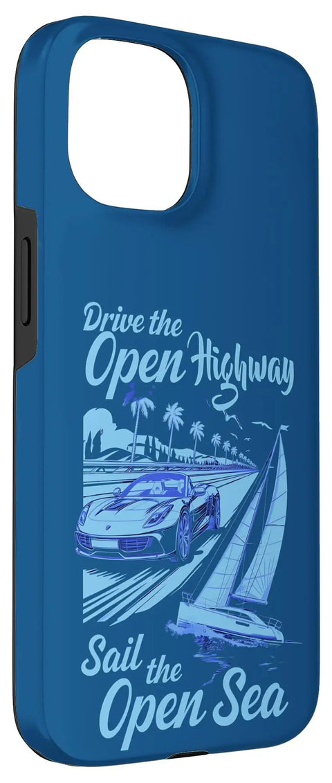 Drive The Open Highway Sail The Open Sea Illustration Phone Case For Adventure Junkies Who Live For Road Trips And Ocean Voyages