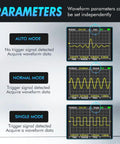 2 In 1 Portable Oscilloscope And Multimeter With 50Msps A D Sampling display showing auto, normal, and single waveform modes