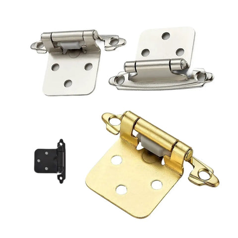 Two Pack Cupboard Door Flush Hinges With Screws For Overlay Cabinets, Smooth Soft Close Operation, Durable Steel Construction