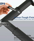 Close-up of adjustable table leg showing Armor-Tough finish, highlighting durability vs. competitors. Kickstart Your Home Layout With These Knockout Adjustable Table Legs, Heavy Duty Steel Breakfast Bar Supports, Rust Proof Finish, Slides From Twenty Eight To Forty Three Inches, No Sweat Assembly That Actually Holds Up.