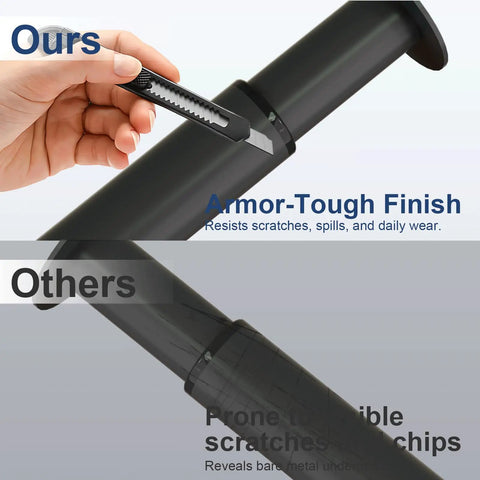 Close-up of adjustable table leg showing Armor-Tough finish, highlighting durability vs. competitors. Kickstart Your Home Layout With These Knockout Adjustable Table Legs, Heavy Duty Steel Breakfast Bar Supports, Rust Proof Finish, Slides From Twenty Eight To Forty Three Inches, No Sweat Assembly That Actually Holds Up.