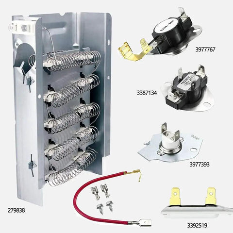 Dryer Heating Element Kit For Your Dryers With Kenmore Series 70 80 500 And Amana Models NED4655EW NED4600YQ Replacement Parts Bundle