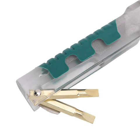 Folding Wire Stripper Plies With Voltage Tester 8 Inch Electrical Pliers showing gold stripping blades and ergonomic grip design.
