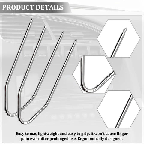 2 Piece Car Radio Removal Tool Set With V Shaped Pry Tools For Vehicle Stereo Disassembly Stainless Steel Universal Fit Automotive Audio CD DVD Release Kit details