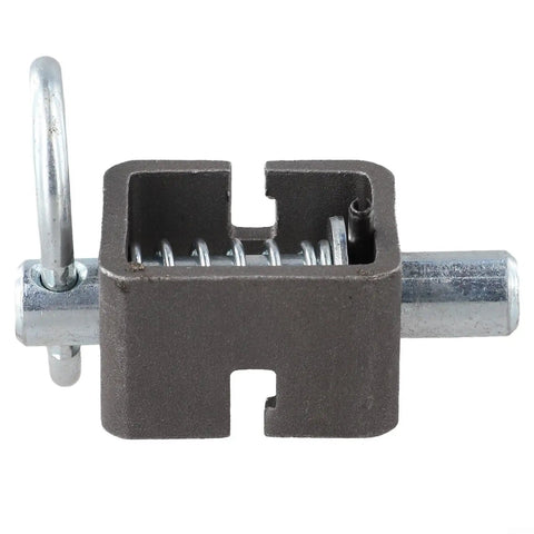 Badass Heavy Duty Trailer Gate Spring Latch Assembly Weld On Five Eighth Inch Steel Tube Build For Toughest Haul Jobs Secure Cargo Locking Clasp Nails It Simple Drop In Setup front view of spring latch assembly with tube frame