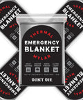 Packaging of Emergency Mylar Foil Space Blankets 5 Pack Thermal Reflective Survival Blankets For Hiking Camping Go Bags