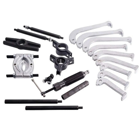 Beefy 10 Ton Hydraulic Gear Puller And Bearing Jaw Separator Set Kit components including jaws, yoke, and rods for industrial use.