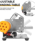 Mini Belt Sander With 7 Speed Adjustable Electric Bench Grinder showing adjustable grinding table and screws for DIY use.