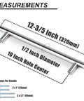 Polished Chrome T Bar Cabinet Pulls 256mm Hole Centers 10 Inch Center To Center Stainless Steel Drawer Handles measurements and screws